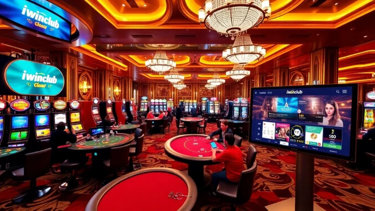 Exciting gaming action at iwinclub with diverse casino games and stylish decor.