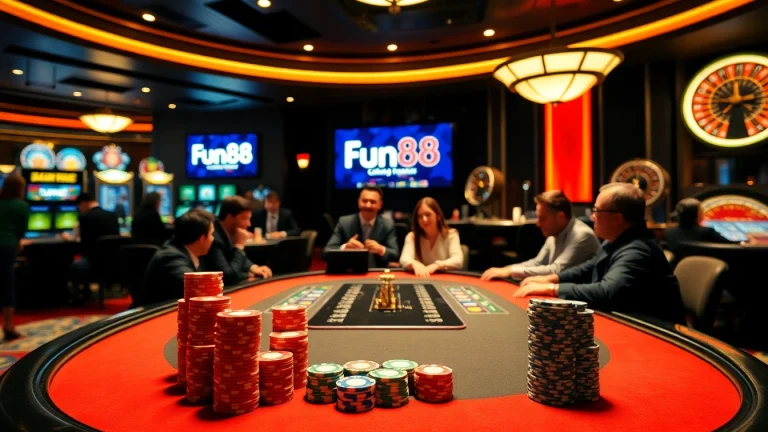 Experience the excitement of gambling with Fun88 link at a luxurious casino table.
