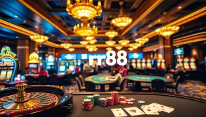Experience the thrill of gaming at trang chủ rr88 with vibrant casino visuals and dynamic gambling activities.