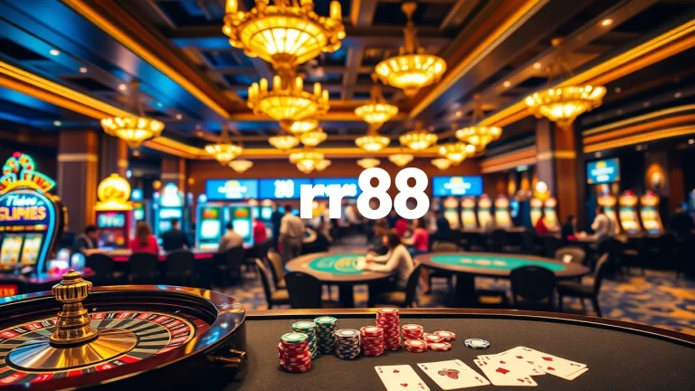 Experience the thrill of gaming at trang chủ rr88 with vibrant casino visuals and dynamic gambling activities.