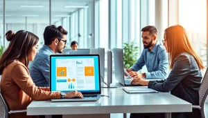 Professional workspace showcasing WPS office下载 software in use by diverse team members.