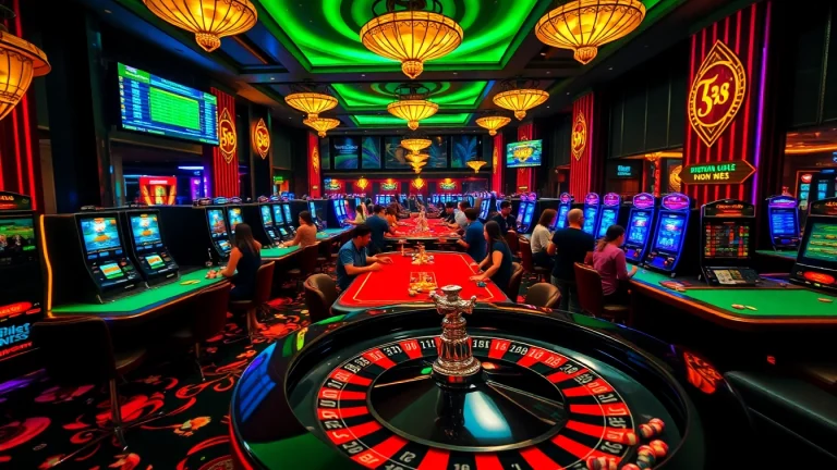 Khela88 casino scene with vibrant slot machines and exciting betting activities.