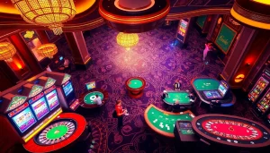 A dynamic casino scene highlighting the thrill of betting with '789 win' theme, featuring roulette, blackjack, and vibrant slot machines.
