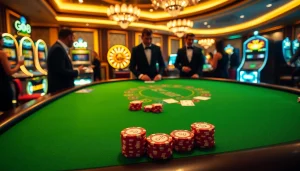 Experience the excitement of Go8 gaming with vibrant casino tables and luxurious surroundings.