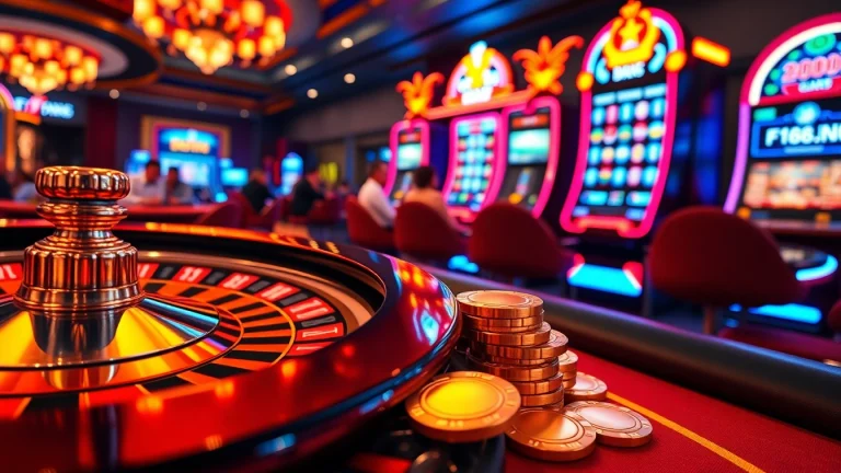 Experience thrilling gaming at https://f168.ing/ with vibrant casino tables, roulette, and poker chips.