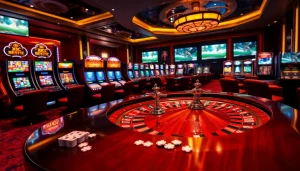 KJC online casino atmosphere showcasing roulette, poker, and slots for engaging gambling experience.