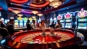 A group of gamblers engaged in a thrilling kuwin casino experience at a roulette table.
