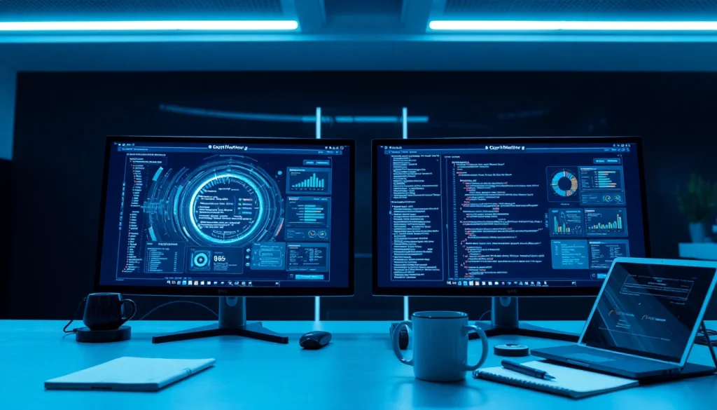Dynamic workspace featuring Gemini 3 Pro AI model with advanced displays and creative tech ambiance.