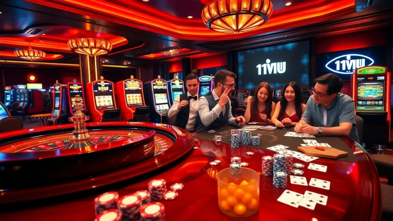 Experience thrilling moments at the casino with 11UU's dynamic gaming atmosphere featuring roulette and poker.