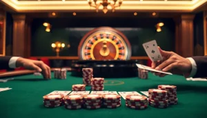 A dynamic poker game at https://www.6rwin55.com/ showcases players strategizing with cards and chips.