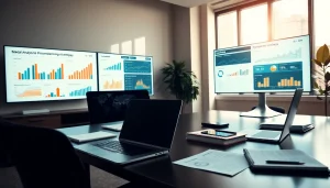 Analyze competitor pricing strategies with detailed assessments and charts in a modern office.