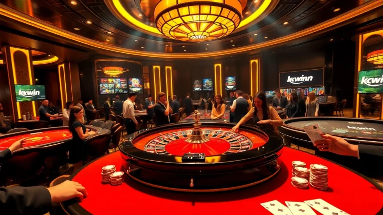 Engaging players at kkwin.in experience excitement at a roulette table in a luxurious casino.