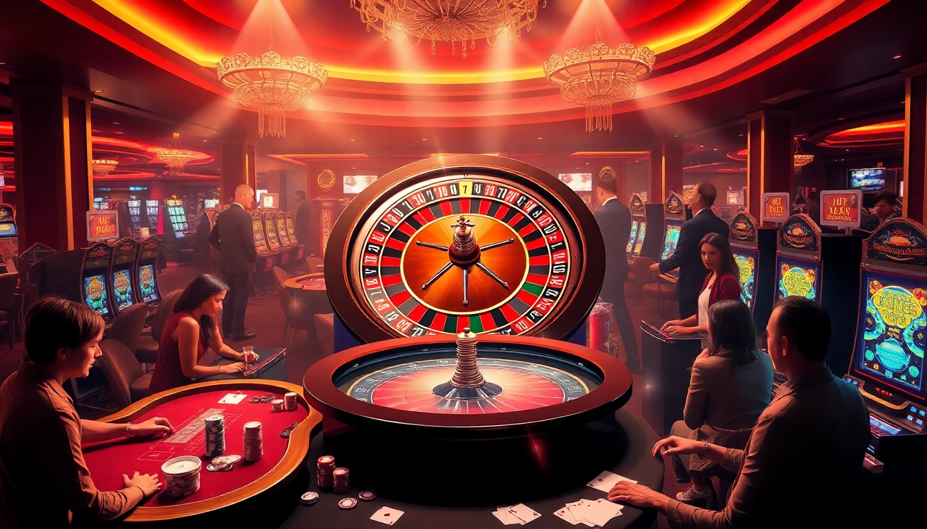 Gamblers enjoy a thrilling experience at luck8, featuring roulette, blackjack, and vibrant slot machines.