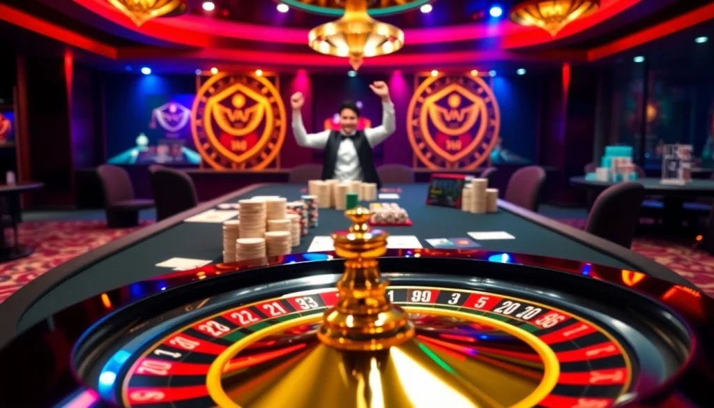 Experience thrilling gameplay at VN168 with vibrant casino tables and winning moments.