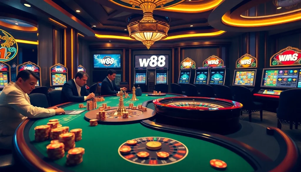 Engage with exciting casino scenes featuring link to w88 on vibrant tables and digital interfaces.