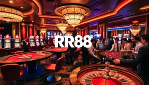 Experience the excitement of RR88 casino gaming with vibrant tables and slot machines.