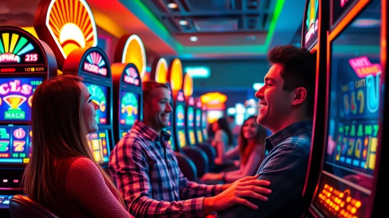 Kode4d slot machine gaming experience with joyful players and vibrant colors