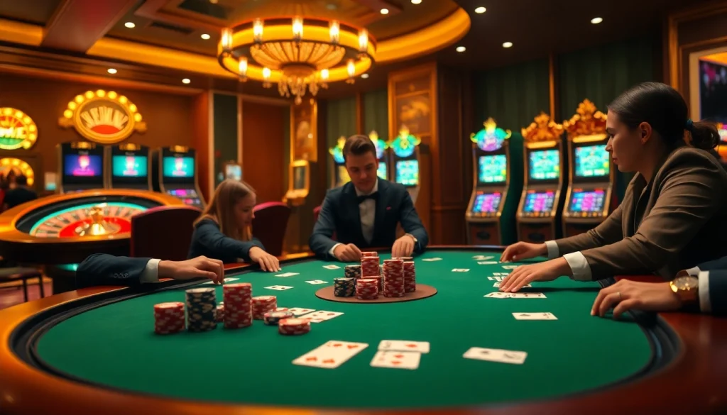Experience high-stakes excitement at https://j88.gives/ with professional poker players at an elegant table.