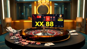 Experience thrilling gameplay at XX 88 with vibrant poker chips and immersive casino elements.
