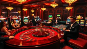 Engaged players at a luxurious casino table explore rikvip gaming experiences with excitement.