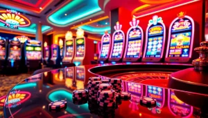 Experience excitement with PGSLOT IN at high-stakes slot machines in a luxurious casino.
