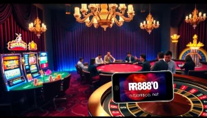 Engage in exciting gameplay at https://rr88co.net/ featuring vibrant casino elements like blackjack tables and slot machines.