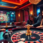 Betting excitement at Nhà cái Hm88's vibrant casino scene with poker and roulette.