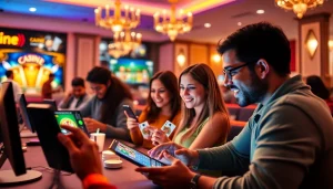 Dynamic online betting scene featuring TTPTP platform with diverse players enjoying slots, poker, and sports betting.