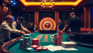 Engaging in high-stakes poker at a vibrant casino table inspired by hidden wiki connections.