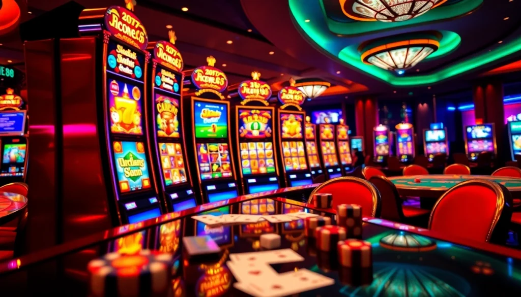 A player enjoying the thrill of slot88 on an elegant casino slot machine with vibrant graphics.