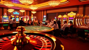 Exciting gameplay action at https://lucky88sss.com/ featuring vibrant casino elements and players engaged in betting.