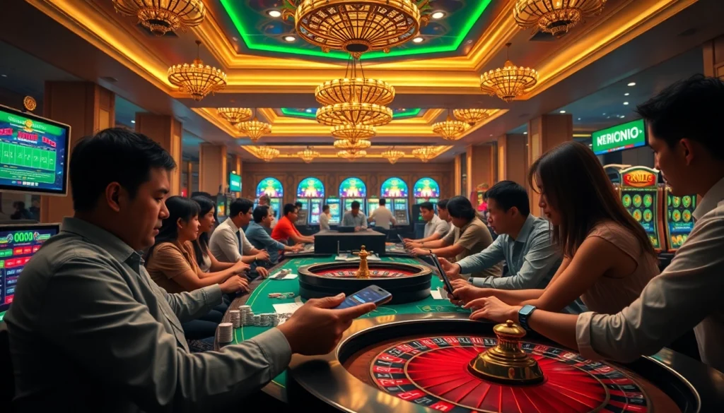 Experience thrilling online betting with GG88, showcasing vibrant gaming tables and interactive slots.