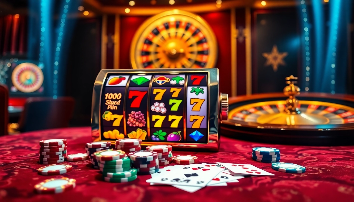 Experience idn slot excitement with colorful machines, poker chips, and playing cards.