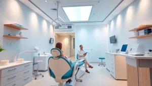 最新機器を備え、患者との対話に重きを置く矯正歯科治療を提供するクリニックの内装。