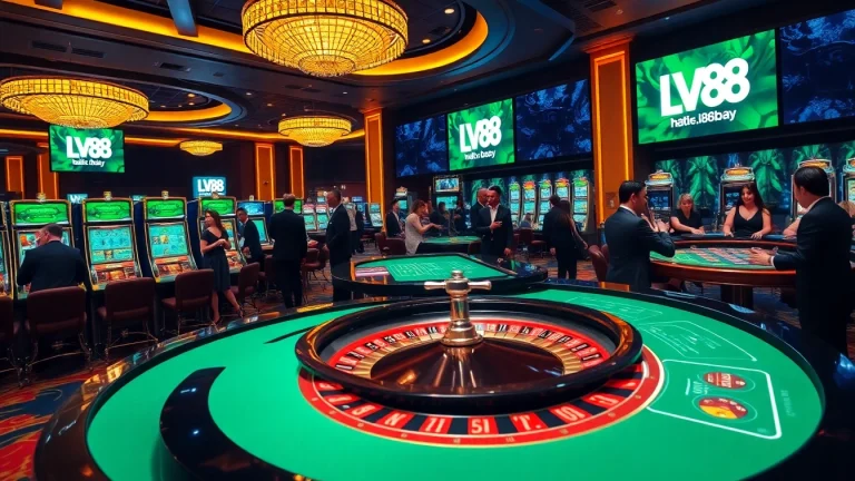 Players enjoying high-stakes games at https://lv88.baby/ with luxurious casino decor.