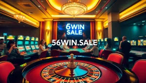 The vibrant atmosphere of 56WIN.SALE showcases players at a thrilling casino table.