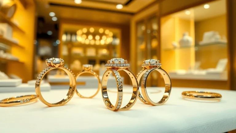 ダイヤモンドをあしらったプラチナとゴールドの繊細なデザインを美しく展示する結婚指輪のエレガントなディスプレイ