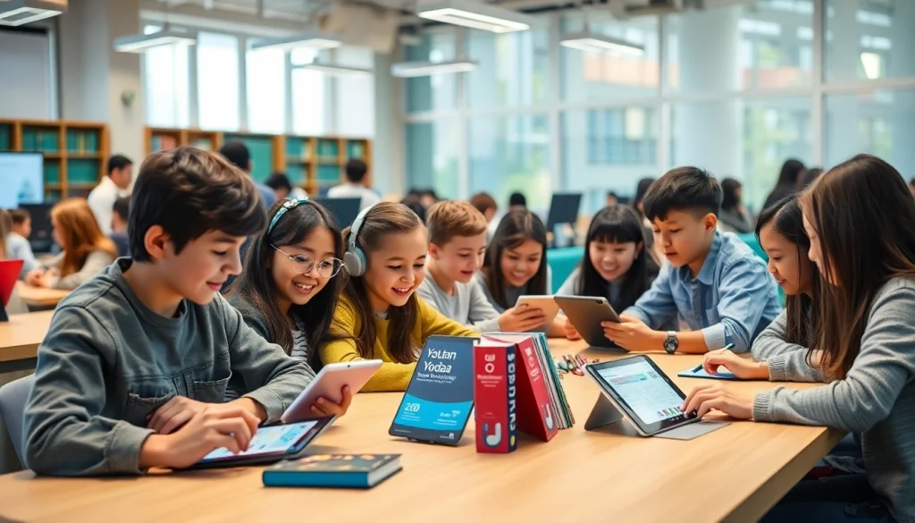 Youdao digital learning tools in a vibrant classroom setting with engaged students.