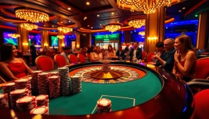 Engaging players at a roulette table in a vibrant casino scene featuring indoxxi elements.