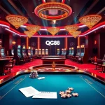 Engage in thrilling gaming activities at QQ88's sophisticated online casino with dynamic slot machines and roulette wheels.