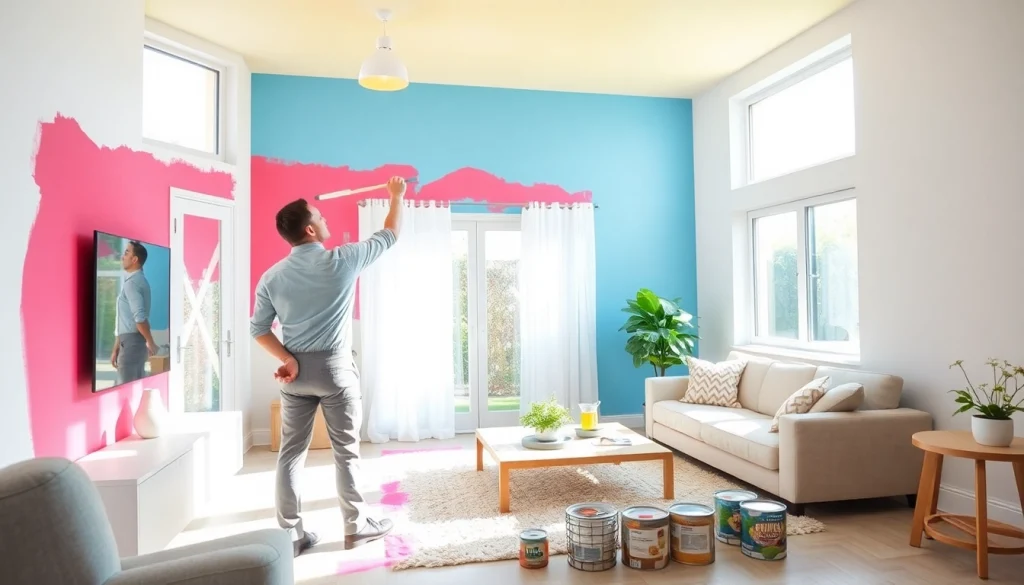 Painting Companies offering professional services in a vibrant living room setting