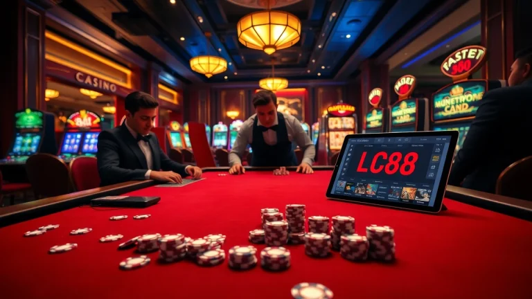 Experience gaming at Lc88.com with dynamic casino tables and vibrant slot machines.