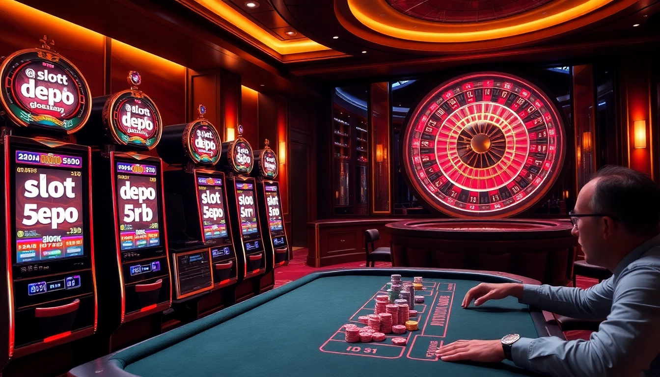 Rasakan permainan yang mendebarkan di slot depo 5rb dengan suasana kasino mewah.