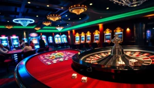 RR88 casino scene with players at a roulette table, colorful chips, and exciting gaming atmosphere.