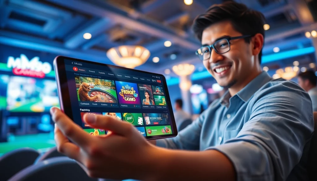 Engaging user enjoying a vibrant MM99 online gaming experience on a sleek device.