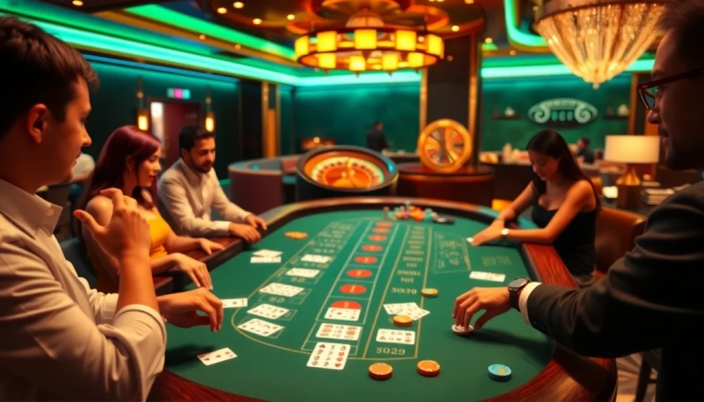 Engage in Baccarat excitement at https://xx88.us/ with a vibrant casino table scene.