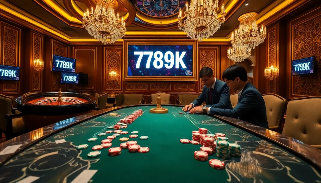 Engaged players strategizing at a luxurious poker table in a casino showcasing 789K excitement.