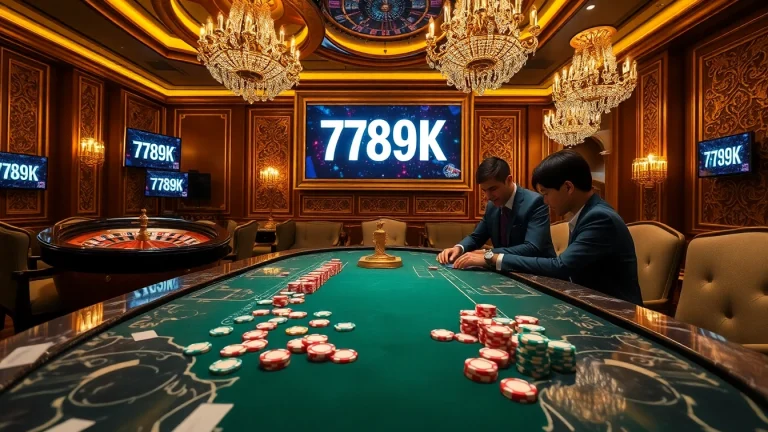 Engaged players strategizing at a luxurious poker table in a casino showcasing 789K excitement.