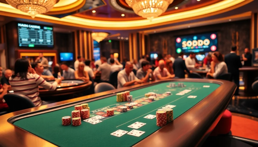 Experience the excitement of SODO Casino with vibrant gaming tables and thrilling betting action.