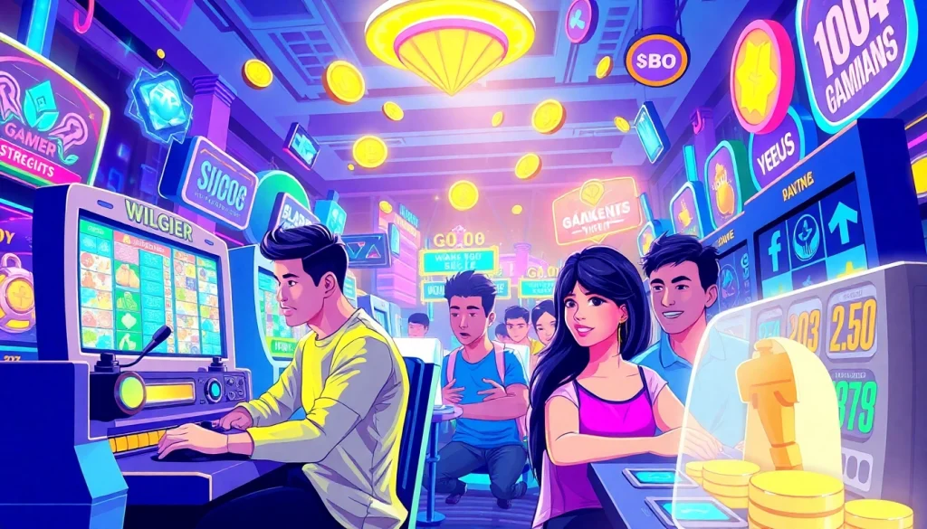 Exciting gaming scene illustrating JAMETKUPROY88 avatars in a vibrant digital environment.